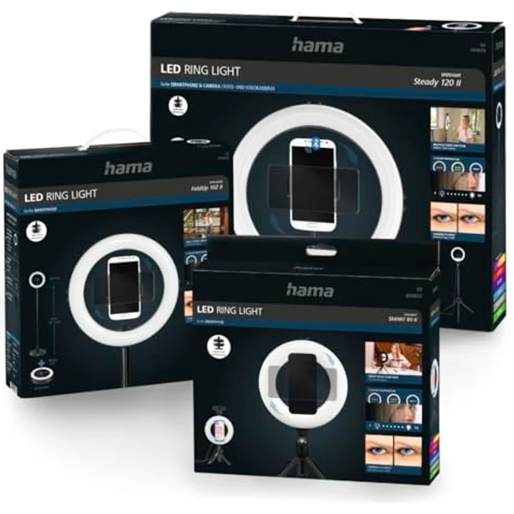 Hama SpotLight Steady 120 II, LED-Ringlicht mit Stativ (210 cm, 160 LEDs, 3 Lichtfarben, für Selfies und Videos) – Bild 28