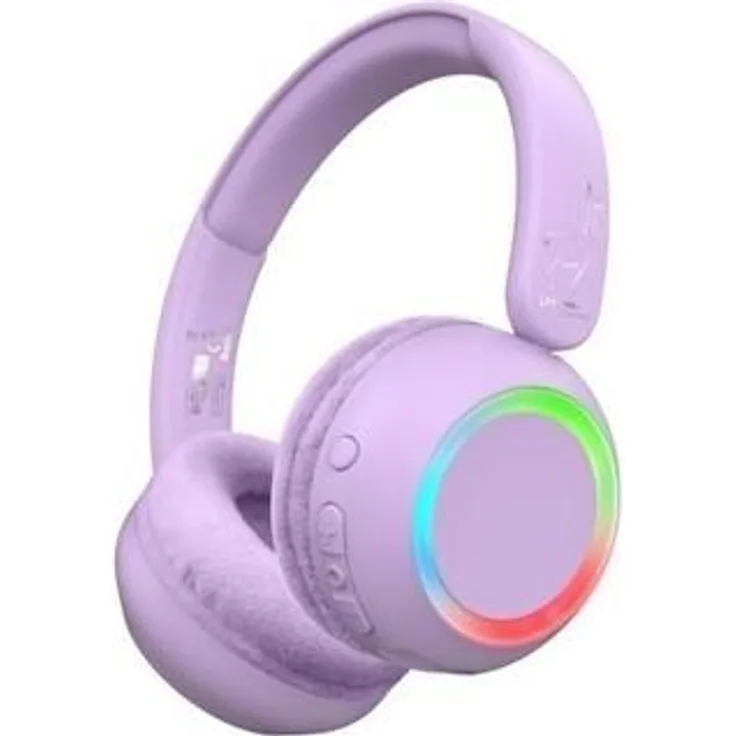 Lalarma Copenhagen Wireless Kopfhörer mit Ambient-Beleuchtung für Kinder, lila, 28 Stunden Akkulaufzeit, Bluetooth, SD-Kartenunterstützung, verstellbares Kopfband