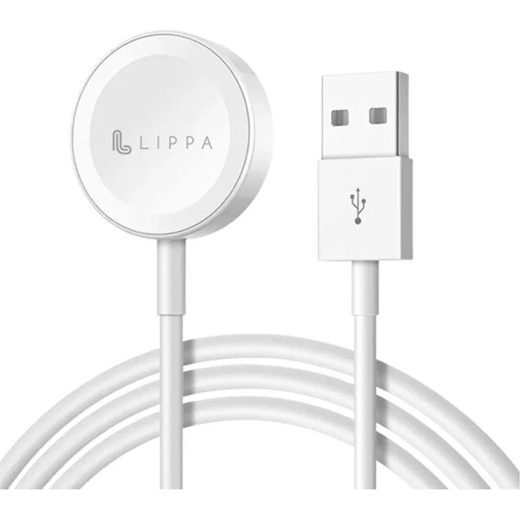 Lippa Apple Watch Charger 5W mit magnetischer Ladetechnologie, 1m Kabellänge, weiß