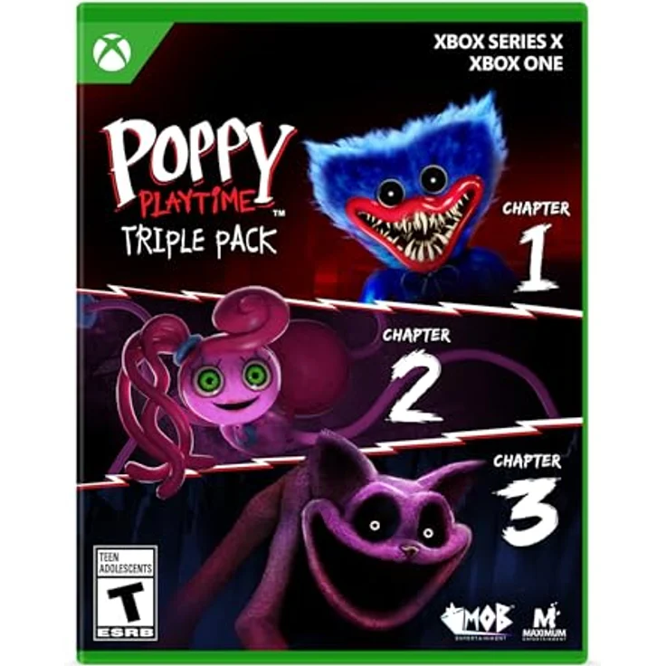 Maximum Entertainment Poppy Playtime Triple Pack für Xbox Series X | Xbox One, inkl. Kapitel 1-3, wendbares Deckblatt und Stickerbogen – Bild 1