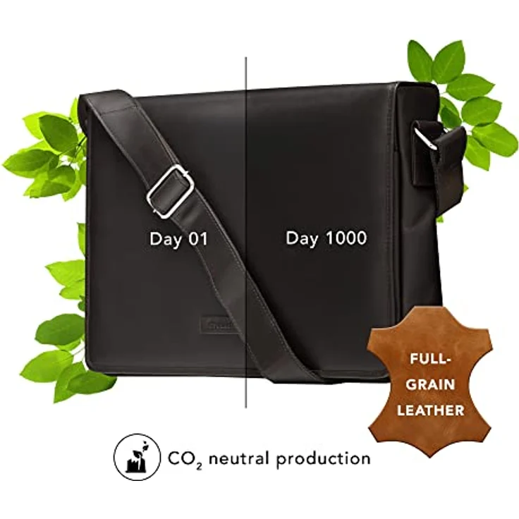 dbramante1928 MARSELISBORG 14" Notebooktasche aus nachhaltig beschafftem Vollnarbenleder, Schwarz, mit internem Organizer und verstellbarem Schultergurt – Bild 4