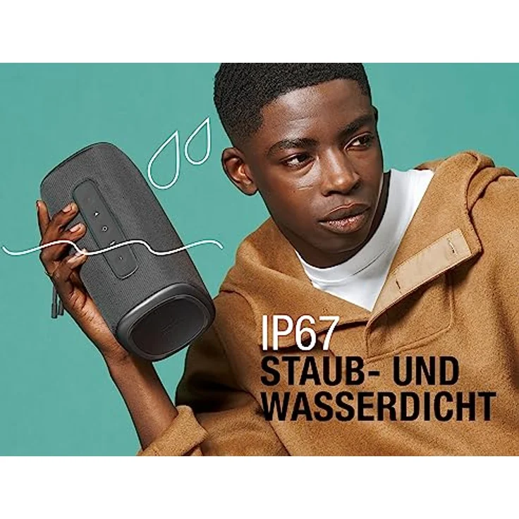 Fresh 'n Rebel Bold L2, kabelloser Bluetooth-Lautsprecher, IPX7 wasserdichter Lautsprecher mit klarem Sound, tiefen Bässen und kräftiger Lautstärke, Party-Modus, 22 Stunden Spielzeit (Storm Grey) – Bild 4