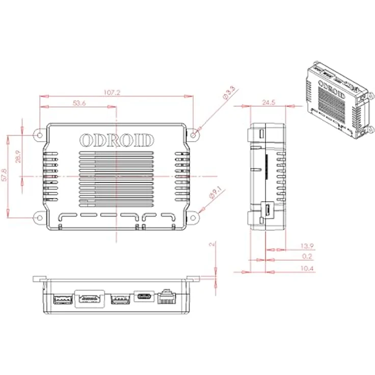 Odroid ODROID-M1S Gehäuse, transparent, passgenau mit Lüftungsschlitzen, Maße 107,2x74,6x24,5 mm – Bild 5