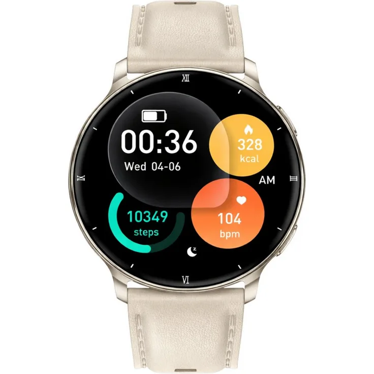 RUHE Smartwatch Uhr für Damen, 1,32 Zoll AMOLED Fitness Tracker mit Bluetooth-Anruffunktion, Schlafüberwachung und Herzfrequenzmessung, IP68, Minimalistisch und Elegant
