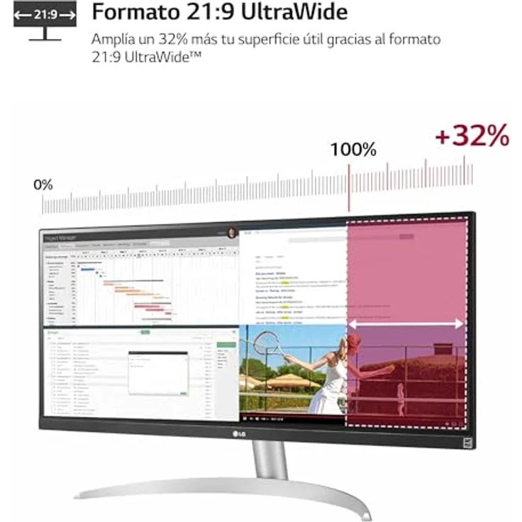 LG UltraWide Monitor 29WQ600-W 29" IPS FHD 2560x1080 21:9 5ms 250cd/m² 100Hz White – Bild 3
