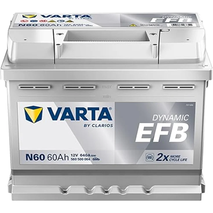VARTA N60 Blue Dynamic EFB, 12V 60Ah Autobatterie mit 640A Kälteprüfstrom für Start-Stop Fahrzeuge, inklusive 7,50 Pfand – Bild 2