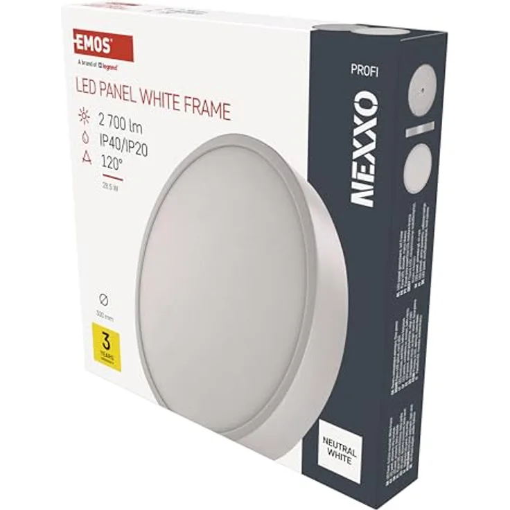 EMOS LED Panel 28,5 W, runde 2700 lm Deckenleuchte, Wandleuchte neutralweiß 4000K
