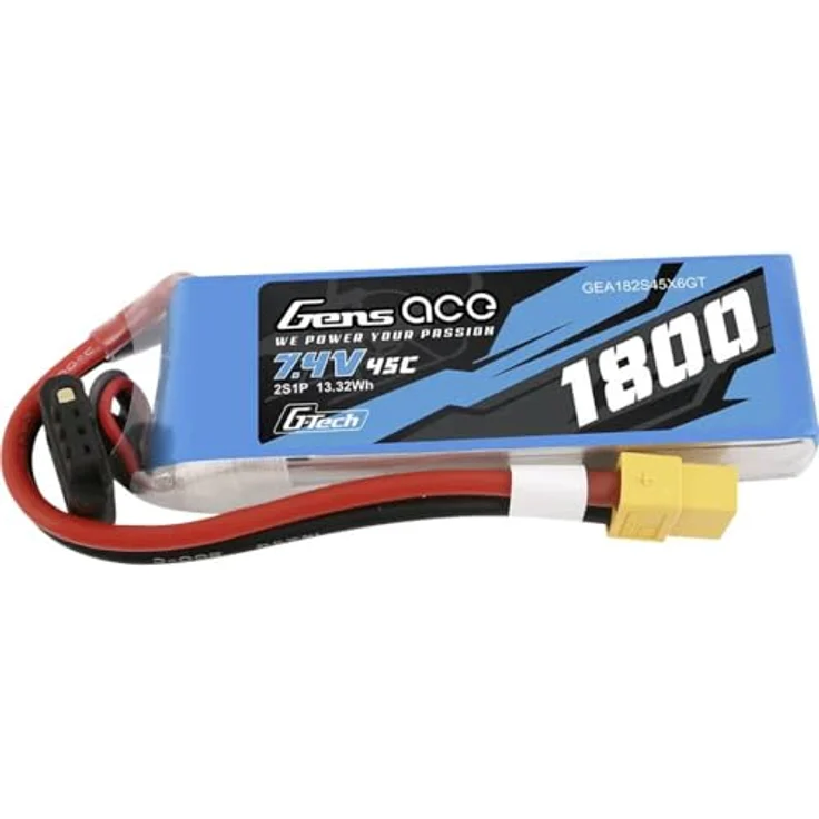 GensAce G-Tech LiPo 1800 mAh 7,4 V 45 C 2S1P XT60 Akku, ideal für RC-Modelle, kompakt und leistungsstark – Bild 2