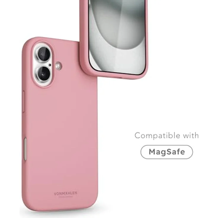 VONMÄHLEN Weiche Silikonhülle für iPhone, aus 69% recycelten Materialien, kompatibel mit Mag-Safe, Mikrofaserfutter und Kamera-Displayschutz – Bild 2