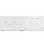 CHERRY Stream Protect Keyboard, kabelgebundene Tastatur mit abnehmbarem Silikon-Tastaturschutz, Deutsches Layout (QWERTZ), flaches Design, desinfizierbar, weiß-grau - Preisvergleich