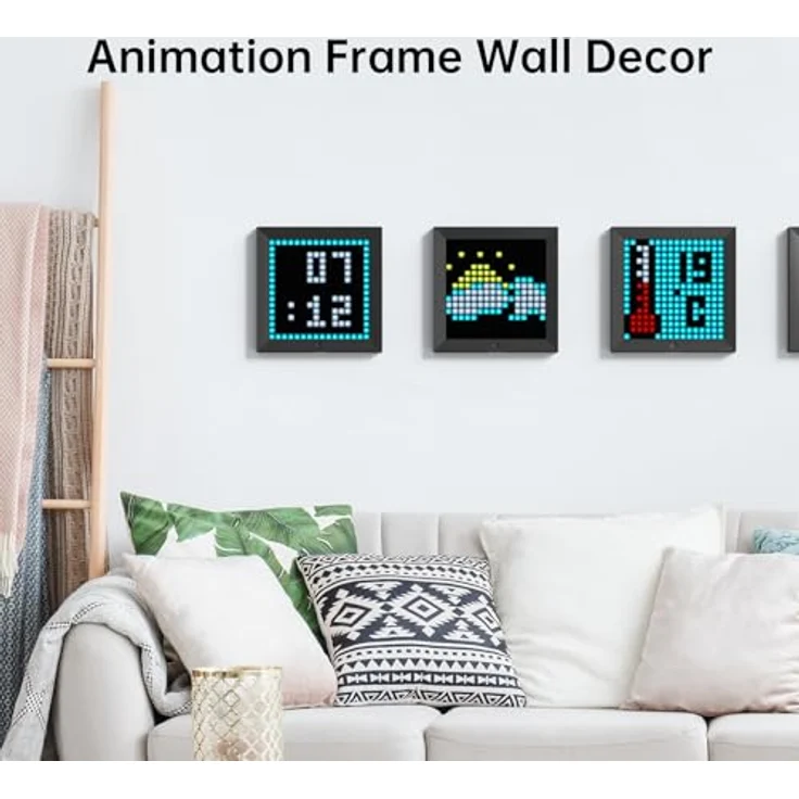 Divoom Pixoo Pixel Art, Digitaler Bilderrahmen mit 16x16 RGB LED Panel, Smart Clock, Social Media Benachrichtigungen, 7.18 Zoll, Schwarz – Bild 5