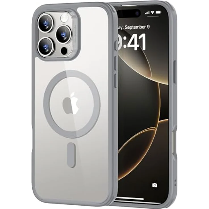ESR iPhone 16 Pro Max Hülle (4 in 1) Set, Transparente Matte Hülle mit Displayschutzfolie, MagSafe-kompatibel, Militärnorm Schutz, Mattiertes Grau – Bild 1
