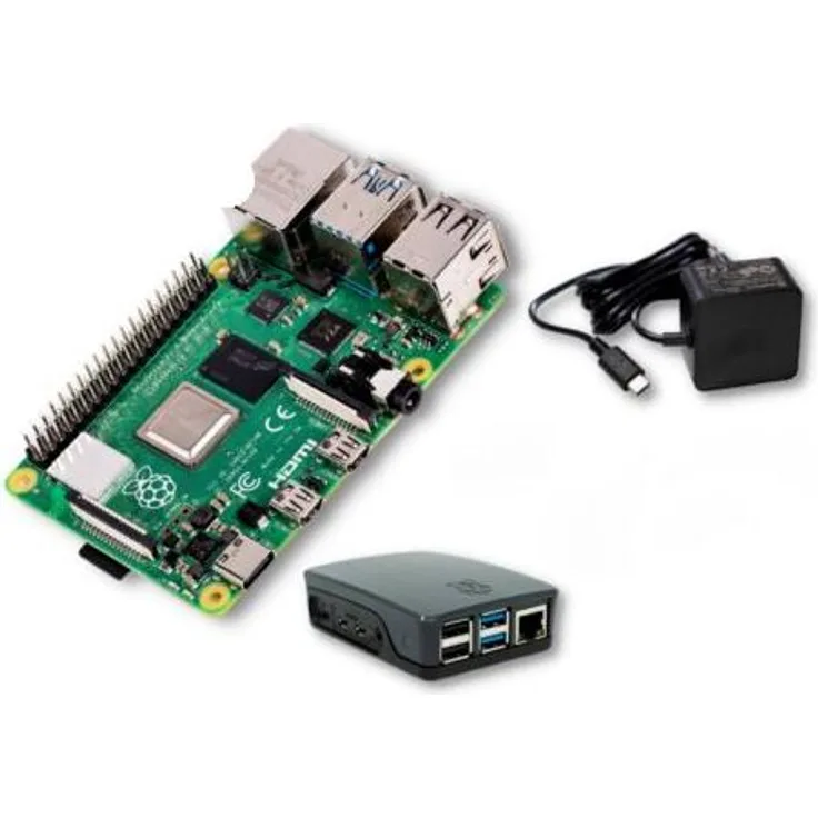 Raspberry Pi Essentials Kit Raspberry Pi 4 B 1 GB 4 x 1.5 GHz inkl. Netzteil, inkl. Gehäuse, leistungsstarker ARM Cortex-A72 Quad-Core-Prozessor, WiFi, Bluetooth Low Energy, Gigabit-LAN, blau