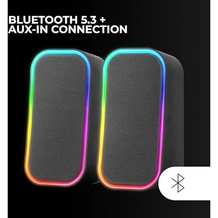 Mars Gaming MS-OM, 20W Gaming-Lautsprecher mit RGB-Beleuchtung, Bluetooth 5.3 und AUX-IN, benutzerdefinierter DSP-Chip, universelle Kompatibilität, schwarz – Bild 4