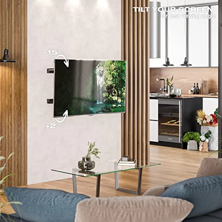 RICOO TV Wandhalterung Fernseher Schwenkbar Neigbar für 55-95 Zoll, Universal TV Halterung S7544-B, Fernsehhalterung für Wand, Wandhalterung Fernseher 65 Zoll+ bis 70 Kg mit max. VESA 400x400 mm – Bild 3
