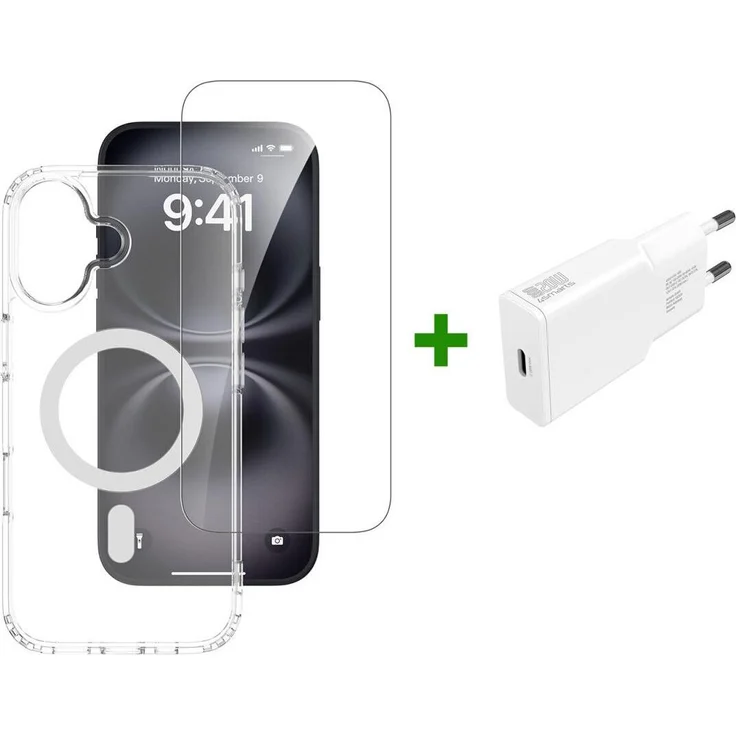 4smarts 3in1 Premium Starter Set für Apple iPhone 17, MagSafe-kompatibel, transparente Smartphone Schutzfolie