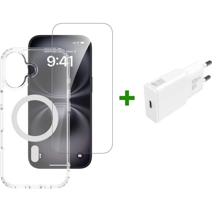 4smarts 3in1 Premium Starter Set für Apple iPhone 17, MagSafe-kompatibel, transparente Smartphone Schutzfolie