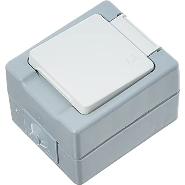 Kopp Standard Steckdose für Feuchtraum, IP 44, 250V (16A), Aufputz 1-fach Schutzkontakt-Steckdose mit Deckel, Steckklemmen, grau, 100648007 – Bild 2