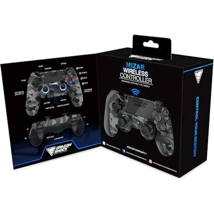 DRAGON SHOCK Mizar Wireless Controller für PlayStation 4, Grey Camo, Bluetooth & USB-C Verbindung, Plug & Play – Bild 5