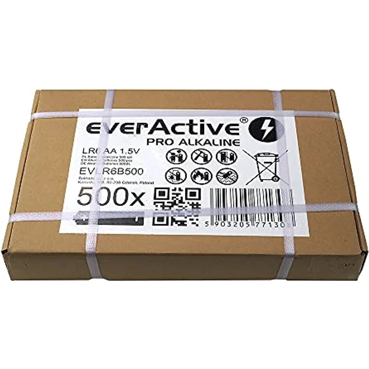 everActive AA Batterien 500er Pack, Pro Alkaline, Mignon LR6 R6 1.5V, höchster Leistung, 10 Jahre Haltbarkeit, 500 Stück – Bild 1