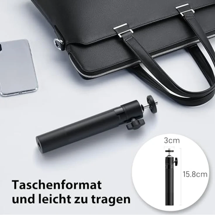 EMEET TD303 Stativ, Versenkbares Tripod für Webcam und Kamera, Höhe 17-47 cm, 1/4 Zoll Schraube, leicht und tragbar – Bild 2