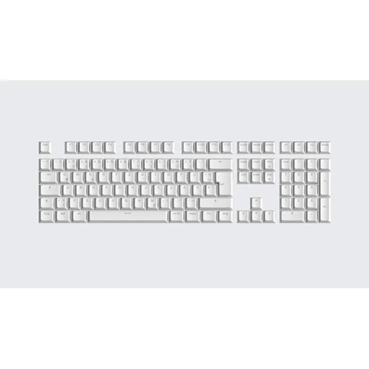 Wooting PBT ISO Keycaps Just White, Double-Shot-PBT-Konstruktion, OEM-Profil, hintergrundbeleuchtungsdurchlässige Legenden, für MX-Cross-Stem-Switches, Deutsch