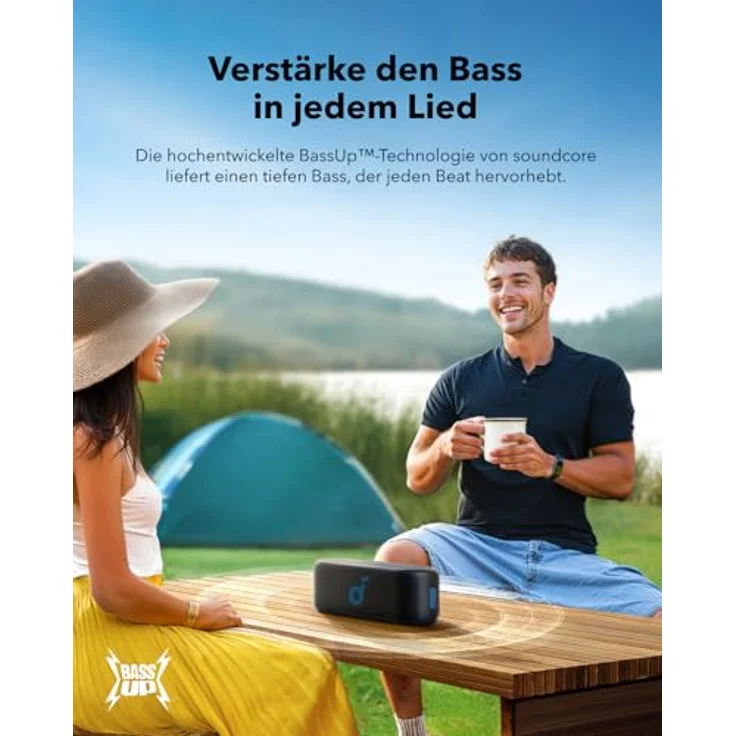 soundcore Select 2S, tragbarer Bluetooth-Lautsprecher mit 20W Stereo-Sound, BassUp™-Technologie, 16h Wiedergabe, drahtloses Stereo Pairing und IPX7-Wasserschutz, schwarz – Bild 3