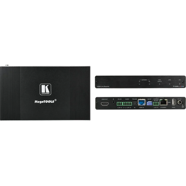 Kramer TP-594RXR 4K HDR HDMI Empfänger m.Ethernet - Infrarot Controller - 100 Mbps, Netzwerk Switch, Schwarz