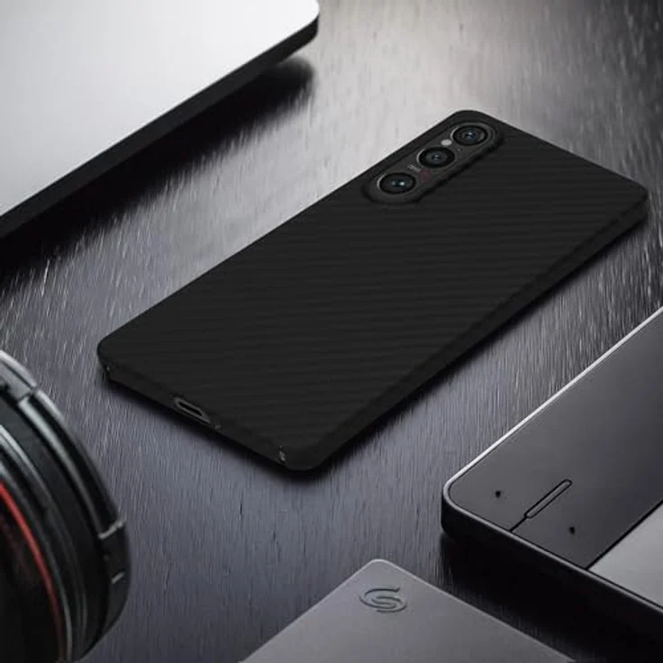 kalibri Schutzhülle kompatibel mit Sony Xperia 1 VI - Aramid Backcover - Schwarz matt, extrem fest und leicht – Bild 2