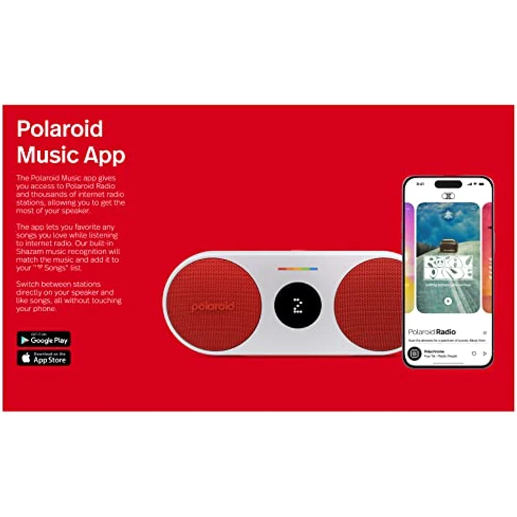 Polaroid Musik-Player P2, Grau - Tragbarer Bluetooth-Lautsprecher mit dynamischem Sound – Bild 3