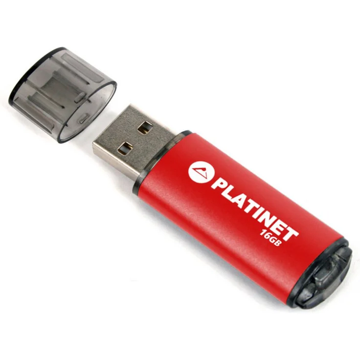 Platinet PMFE16 USB-Stick, 16 GB USB 2.0 mit Aluminiumgehäuse und 22 MB/s Lesegeschwindigkeit