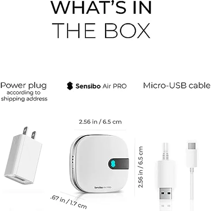 Sensibo Air PRO, Klimaanlagen-Steuerung & Luftqualitätssensor. Thermostat für Mini-Split, Fenster, tragbare AC. Sensor Temperatur & Luftfeuchtigkeit. Google, Alexa, Siri & Apple HomeKit kompatibel – Bild 5