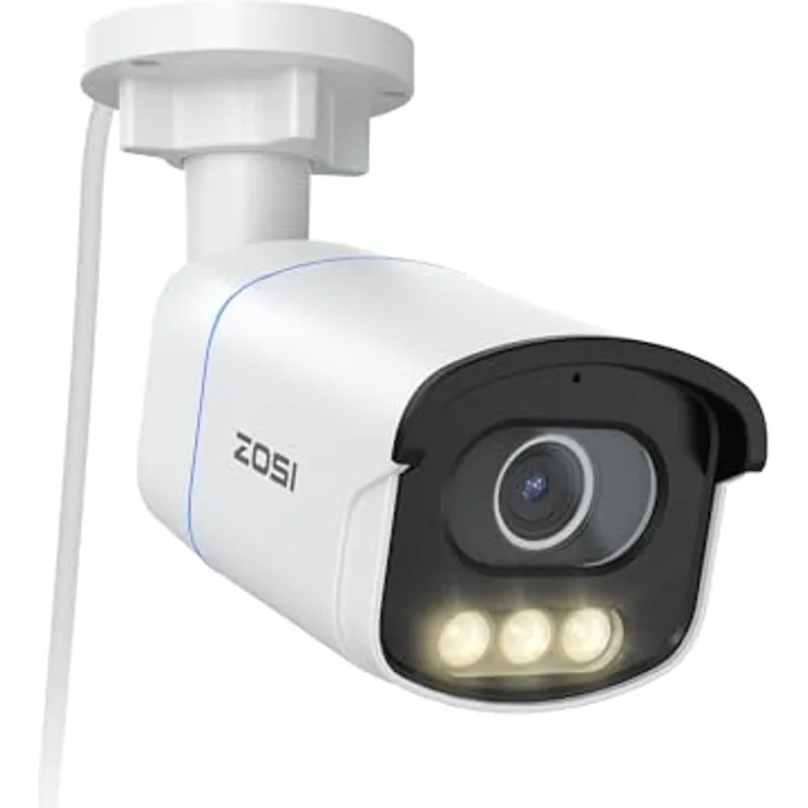 ZOSI 5MP 3K PoE Überwachungskamera Aussen, PoE Outdoor IP Kamera mit Echt Vollfarbnachtsicht, AuroraLux C186, 2-Wege-Audio