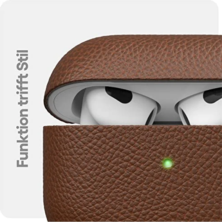 KeyBudz Artisan Leder Schutzhülle für Apple AirPods 3 Case, Etui, Ledertasche Echtleder, Kopfhörer Ohrhörer Zubehör, braun – Bild 5