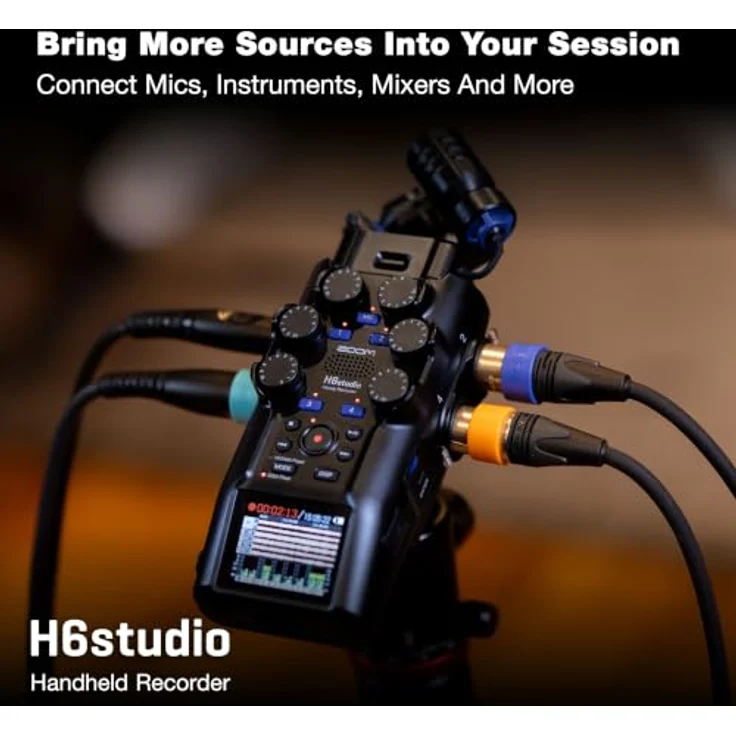 Zoom Audio H6 Studio, Digitaler Audio-Recorder mit 32-Bit Float-Technologie, 4 XLR/TRS Eingängen und erweiterbarem Kapselsystem – Bild 5