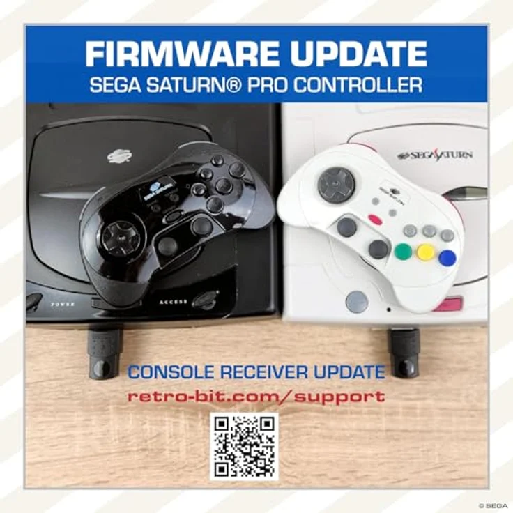 Retro-Bit PRO Wireless Controller für Sega Saturn, schwarz, mit Hall Effect Analogsticks und 3D Unterstützung, kompatibel mit USB-Geräten – Bild 6