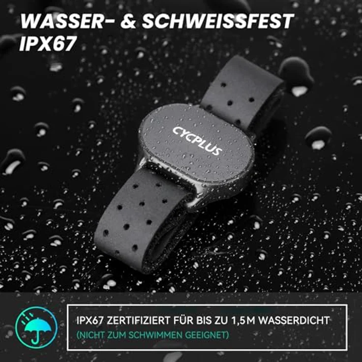 Cycplus H1 Heart Rate Monitor Armband, präzise Herzfrequenzmessung mit ±1 BPM Genauigkeit, IP67, Bluetooth & ANT+ Kompatibilität, PRO STRAP für sicheren Sitz – Bild 7