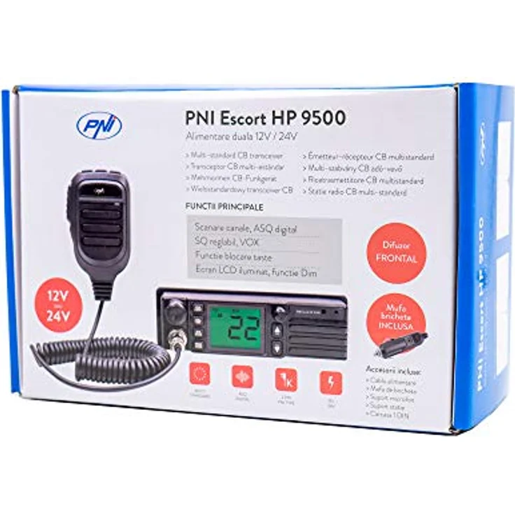 PNI Radio CB Escort HP 9500 Multistandard, ASQ, VOX, Scan, 4W, AMFM, 12V - 24V Netzteil, Feuerzeugstecker enthalten – Bild 8