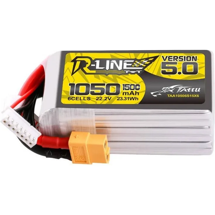 Tattu R-Line 5.0 1050mAh 22.2V 6S 150C XT60 Stecker Akku für FPV-Drohnen 3-5 Zoll