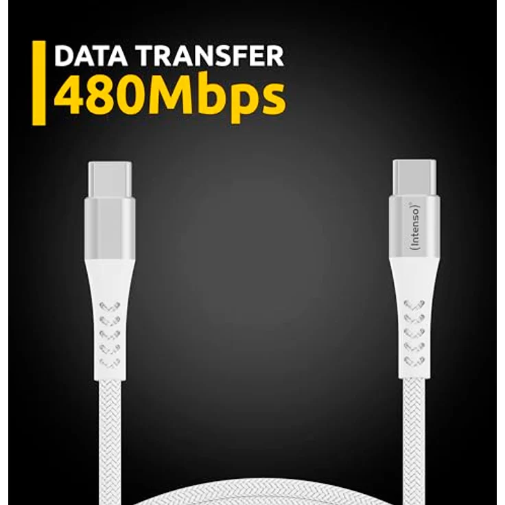 Intenso USB-Cable C315C, USB-C auf USB-C Daten- und Ladekabel, Power Delivery und Quick Charge mit bis zu 60 Watt, Nylon, 1.5 Meter, weiß – Bild 5