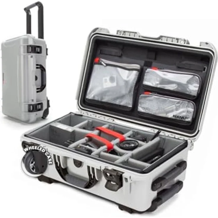 Nanuk 935 Hartschalenkoffer mit Rädern, wasserdicht, Gepolsterte Trennwand mit Deckel, Silber, 935 – Bild 2