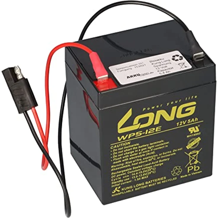 Akkuman Kung Long WP5-12E Rasenmäher-Akku 12V 5Ah mit SAE-J928A-3-Stecker, kompatibel mit SABO 43/52/54 Vario E – Bild 1