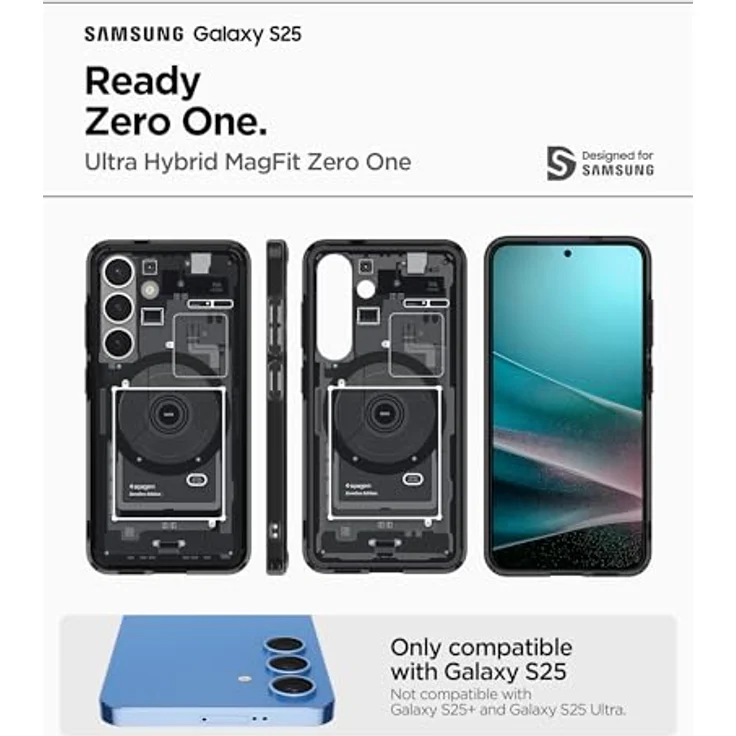 Spigen Ultra Hybrid MagFit Hülle für Samsung Galaxy S25, kompatibel mit MagSafe, Black, mit Eckschutz und Displayrand – Bild 2