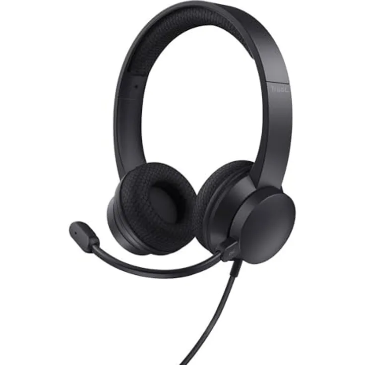 Trust HS-260 Over Ear Headset, kabelgebundenes Stereo-Headset mit 40 mm Treibern, Flip-to-Mute Mikrofon und verstellbarem Kopfbügel, Schwarz