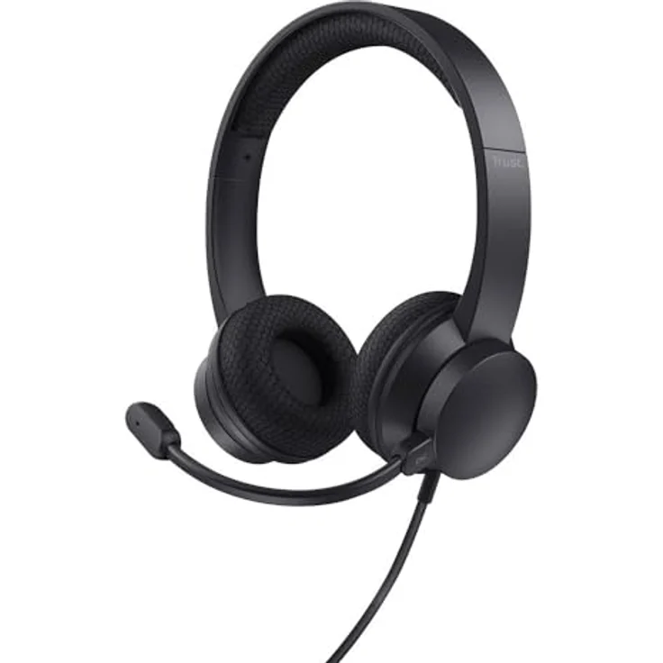 Trust HS-260 Over Ear Headset, kabelgebundenes Stereo-Headset mit 40 mm Treibern, Flip-to-Mute Mikrofon und verstellbarem Kopfbügel, Schwarz