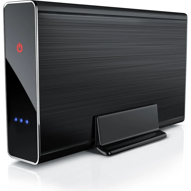 Aplic USB 3.0 Festplattengehäuse 3,5 Zoll extern für SSD/HDD, SATA, UASP, schwarz, mit robustem Alugehäuse und Touch-An/Aus-Funktion