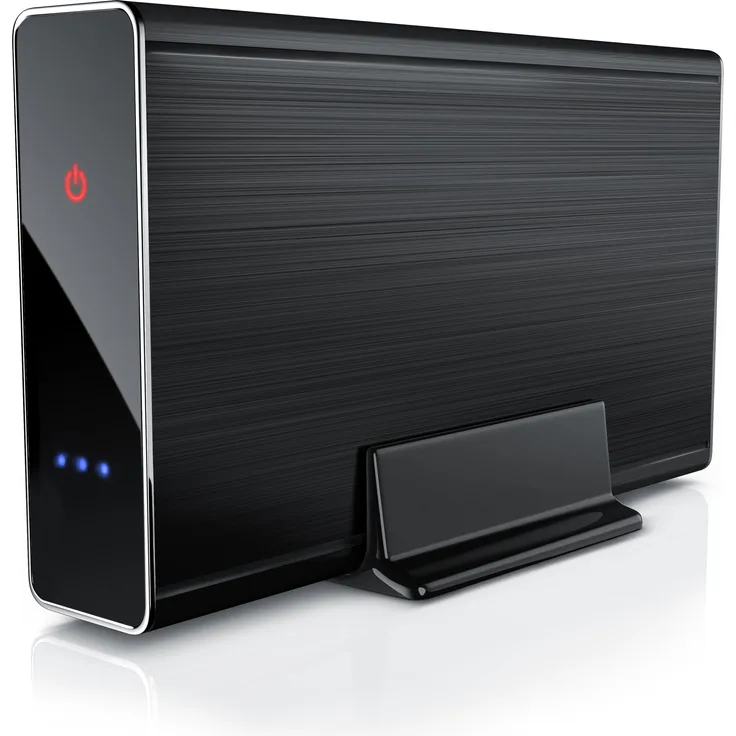 Aplic USB 3.0 Festplattengehäuse 3,5 Zoll extern für SSD/HDD, SATA, UASP, schwarz, mit robustem Alugehäuse und Touch-An/Aus-Funktion