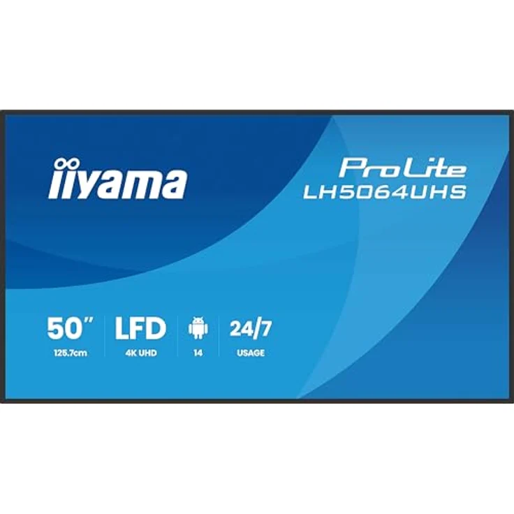 iiyama Prolite LH5064UHS-B1AG 125.8cm 50" Digital Signage Display IPS LED Panel 4K UHD HDMI USB-C USB2.0 RS-232c RJ45 Android 14 OS iiSignage² WiFi Mediaplayer 24/7 AntiGlare schwarz – Bild 2