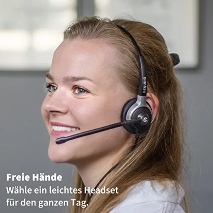 NALIA Headset, geeignet für FRITZ!Fon, Snom M-Serie, Yealink-DECT, Smartphones, Notebooks mit 3,5mm Klinke, monoaural, schwarz – Bild 3