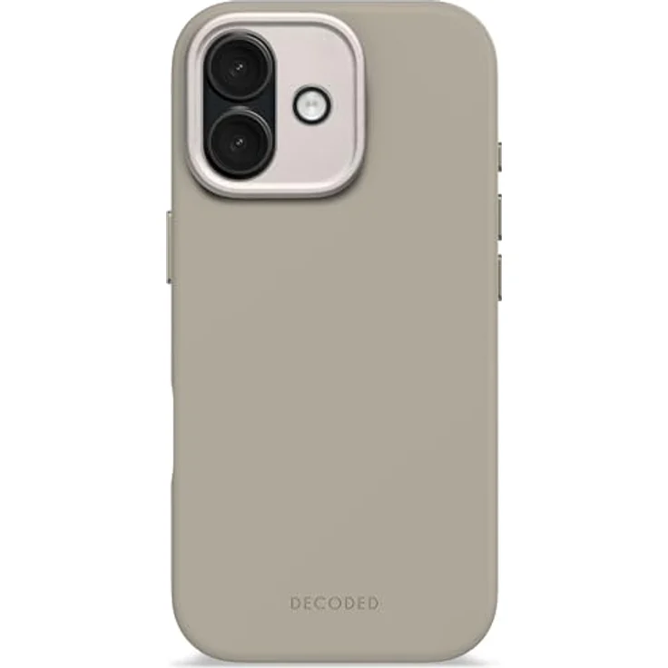 Decoded Silikonhülle für iPhone 17, Premium Soft-Touch, Antibakterielle Beschichtung, MagSafe Kompatibel, Fallschutz, Kratzfest, Metallknöpfe, Fester Griff, Hell Braun – Bild 1